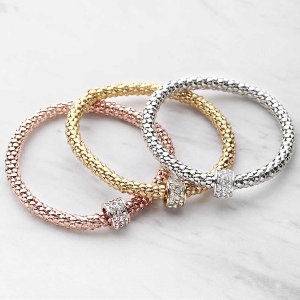 4/$25 ✨ Rhinestone Metal Bangle Set of 3